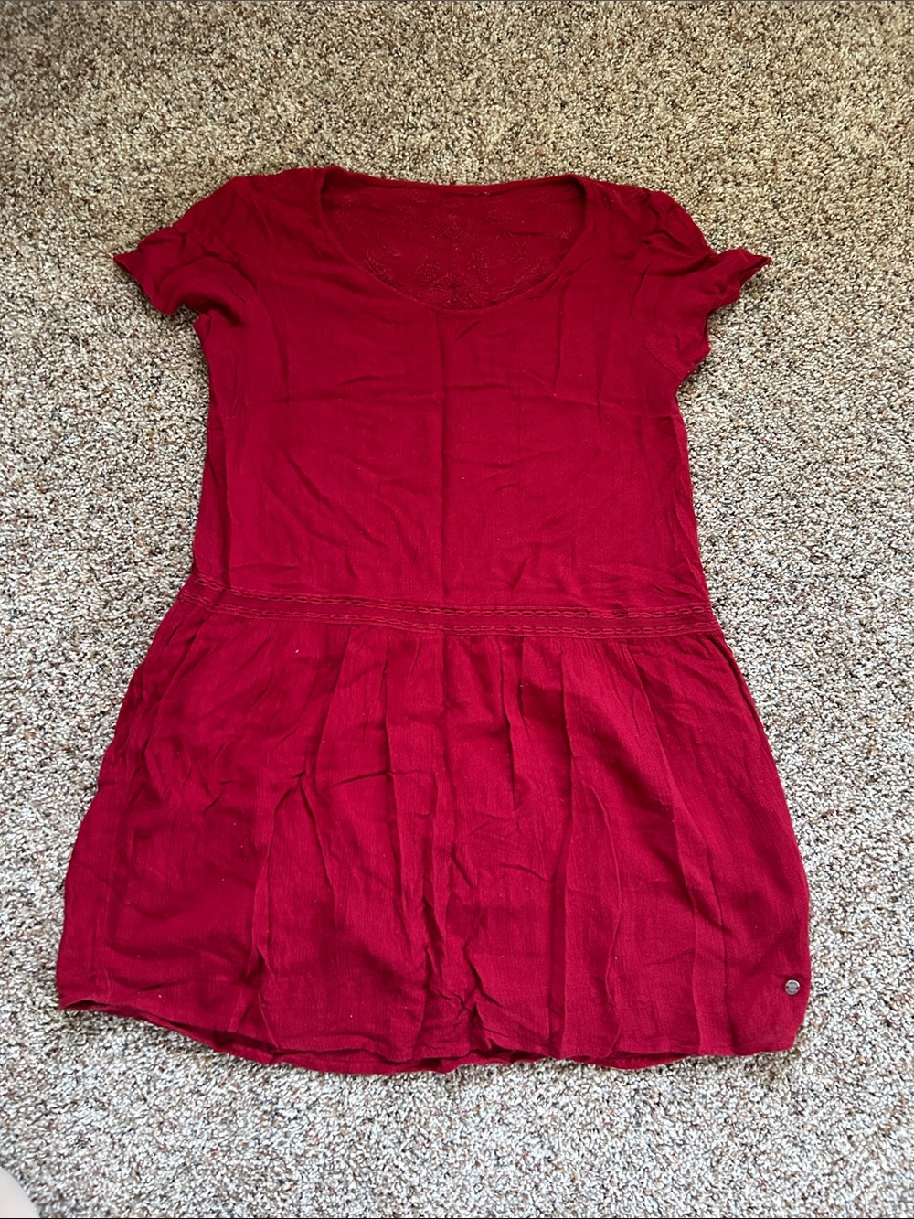 Roxy Short-Sleeve Red Mini Dress